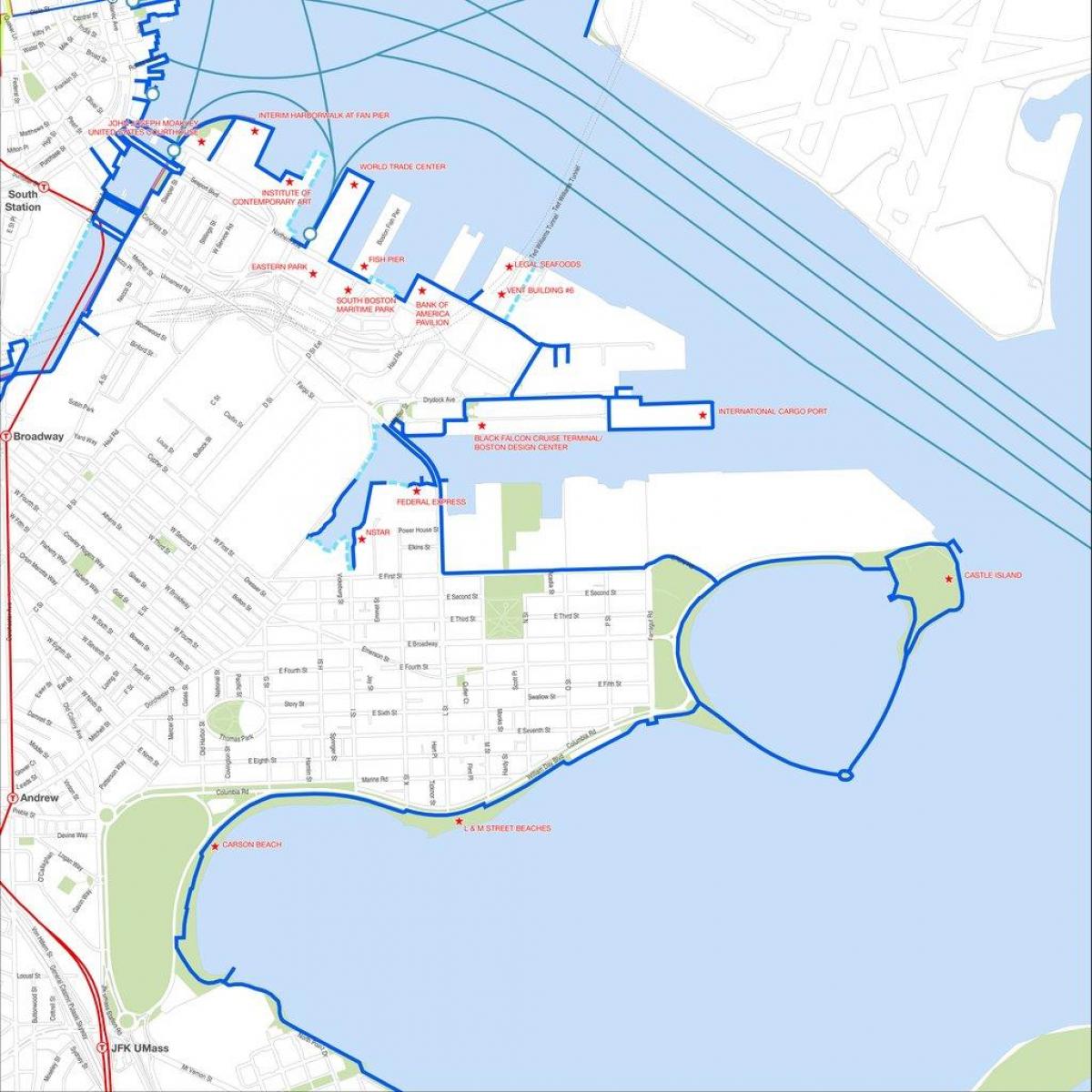 досуга harborwalk Бостоне карте
