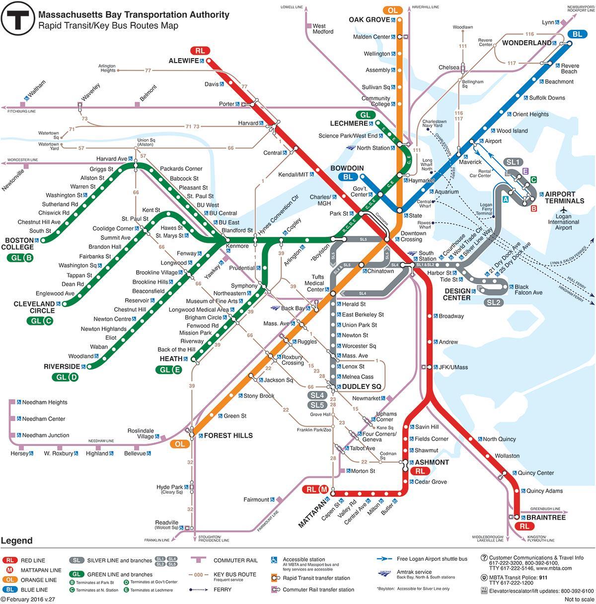 Карта метро mbta красная линия