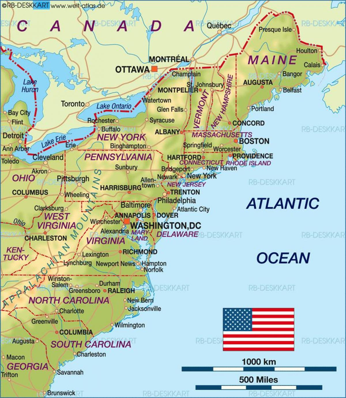 Бостон на карте США