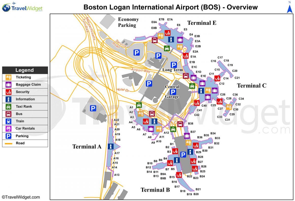 карта Бостона аэропорт