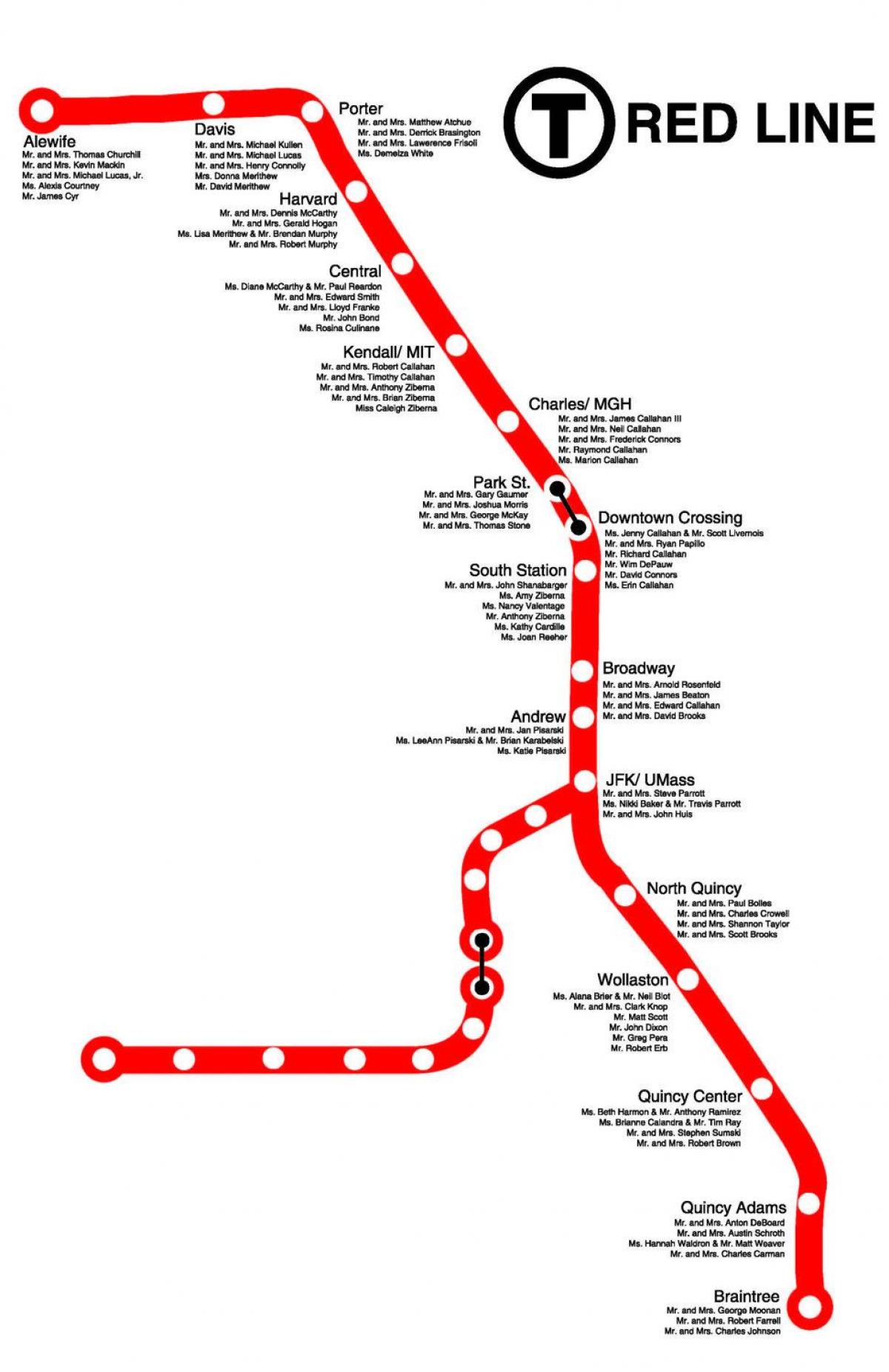 красная линия Бостона карте