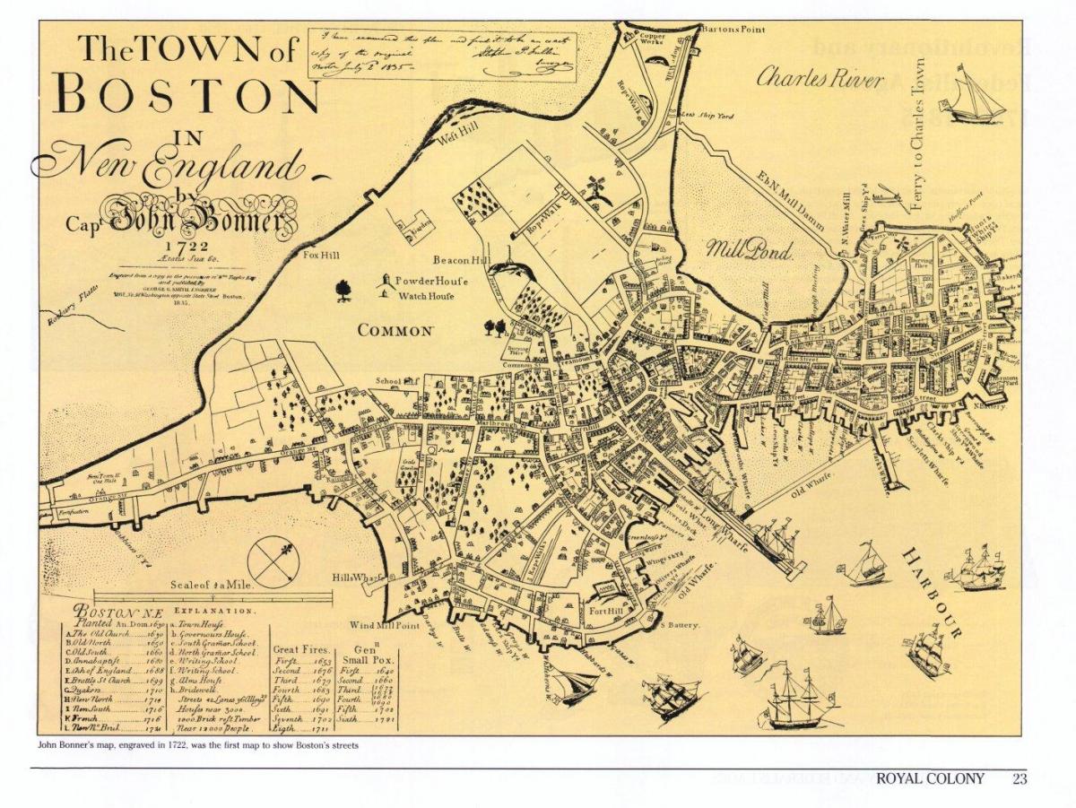 старая карта Бостон