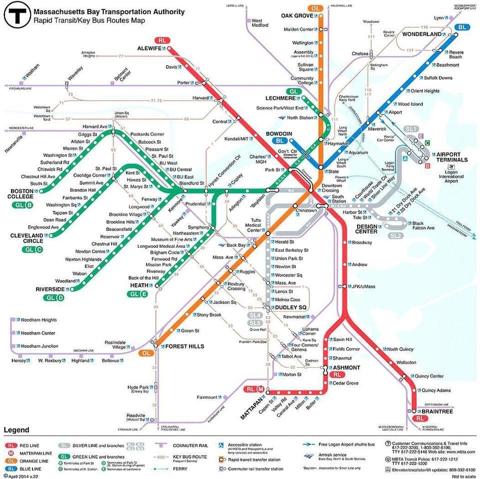 Бостон mbta карте
