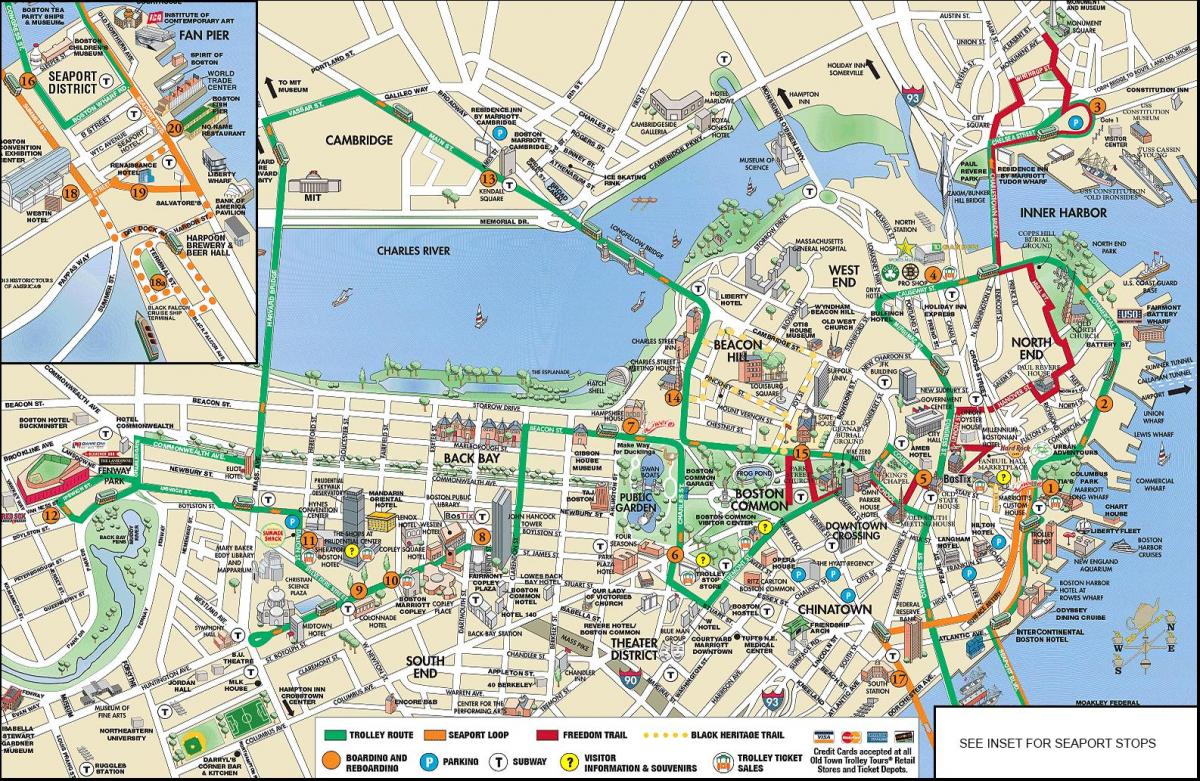 Бостон автобусные экскурсии по карте