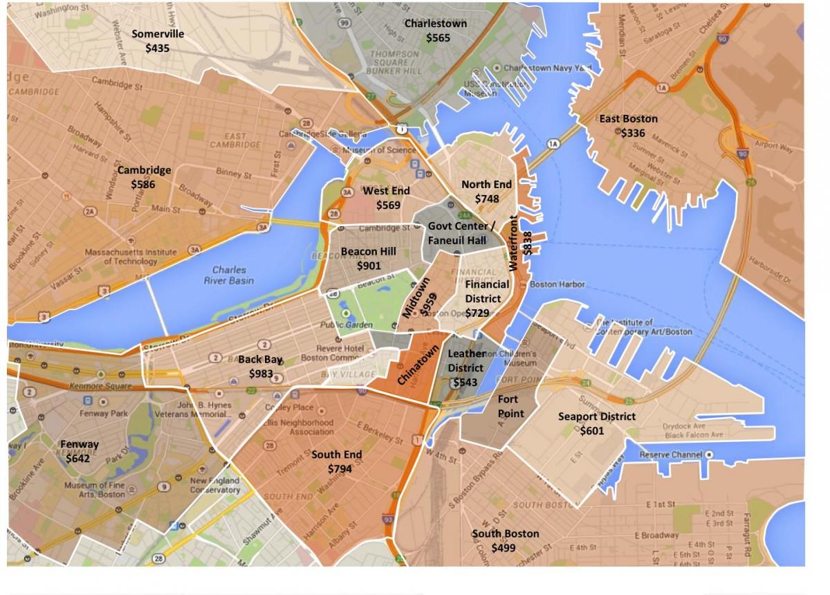 город Бостон зонирования карте