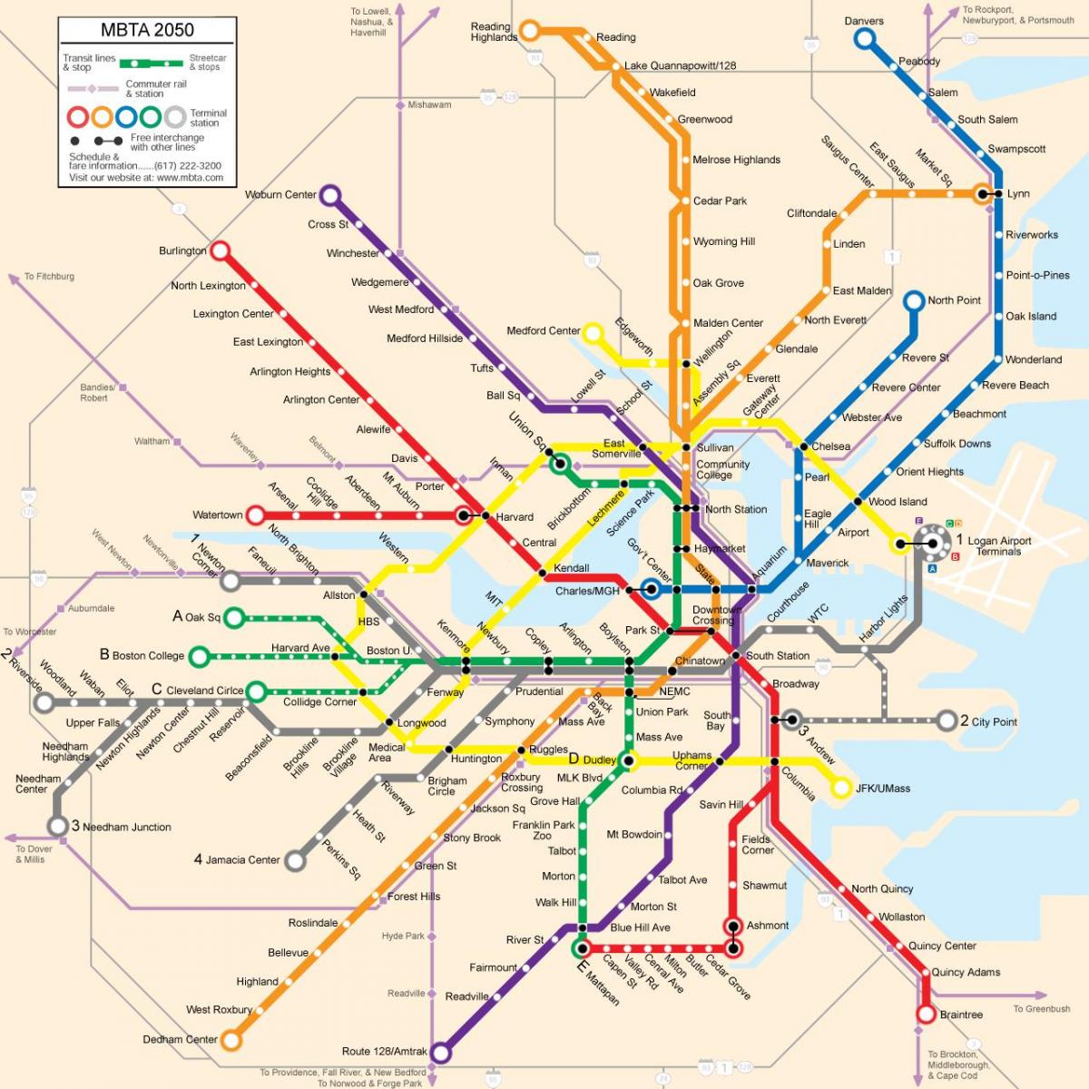 Бостон общественного транспорта карте