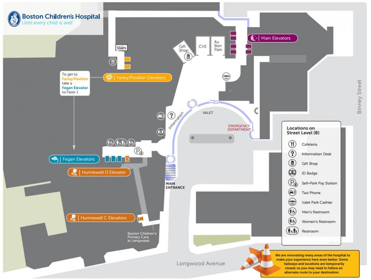 Детская больница Бостона карте
