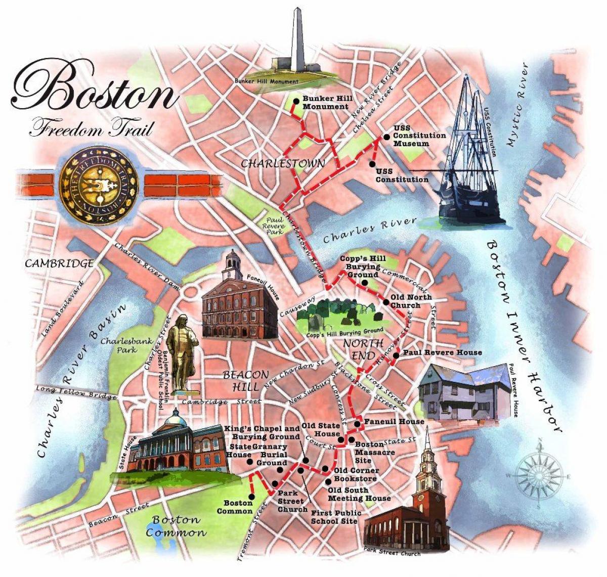 карта Бостонской тропе свободы