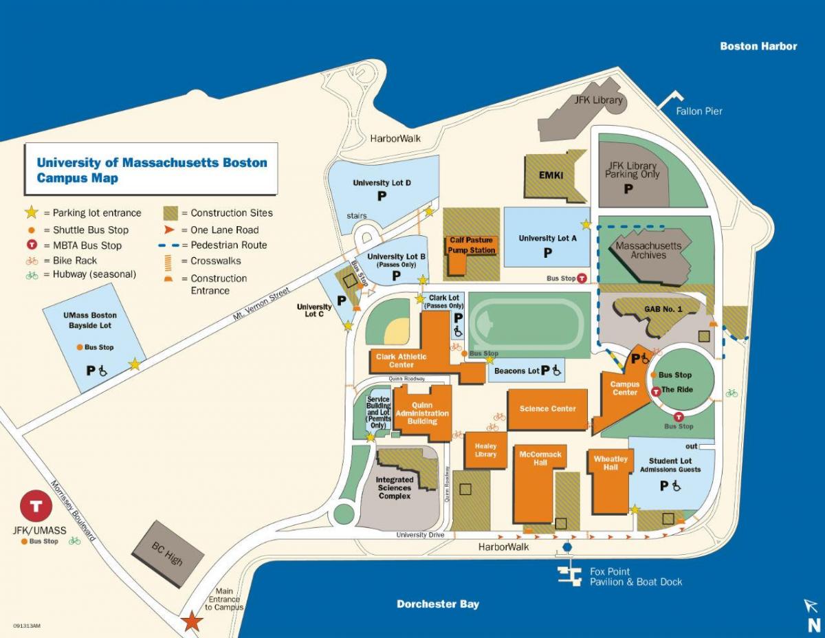 университет Массачусетса в Бостоне в кампусе карте