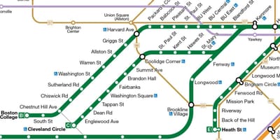 Mbta зеленая линия карте